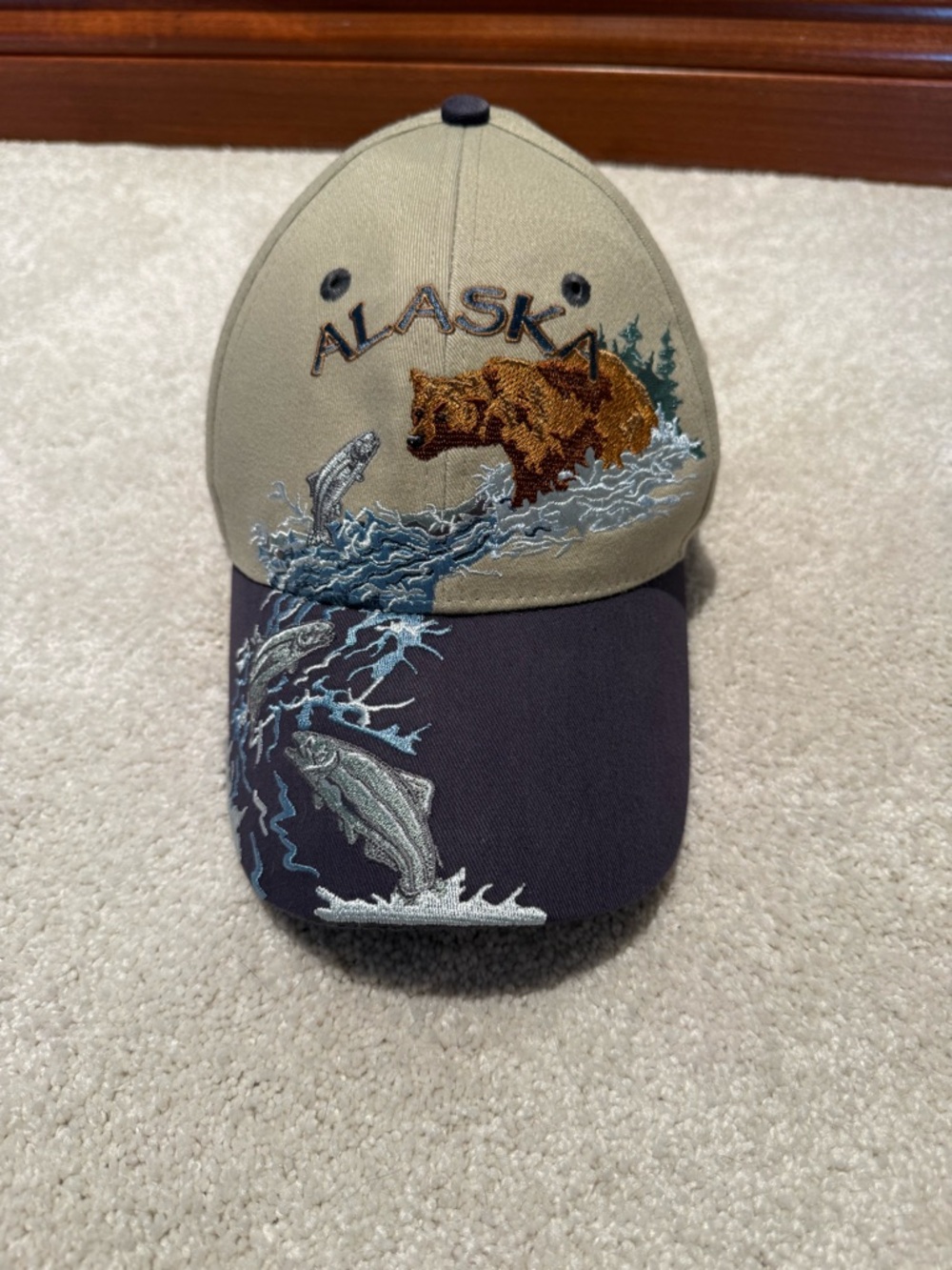 Alaska Embroidered Beige Canvas Baseball Cap - Multicolor Detailing